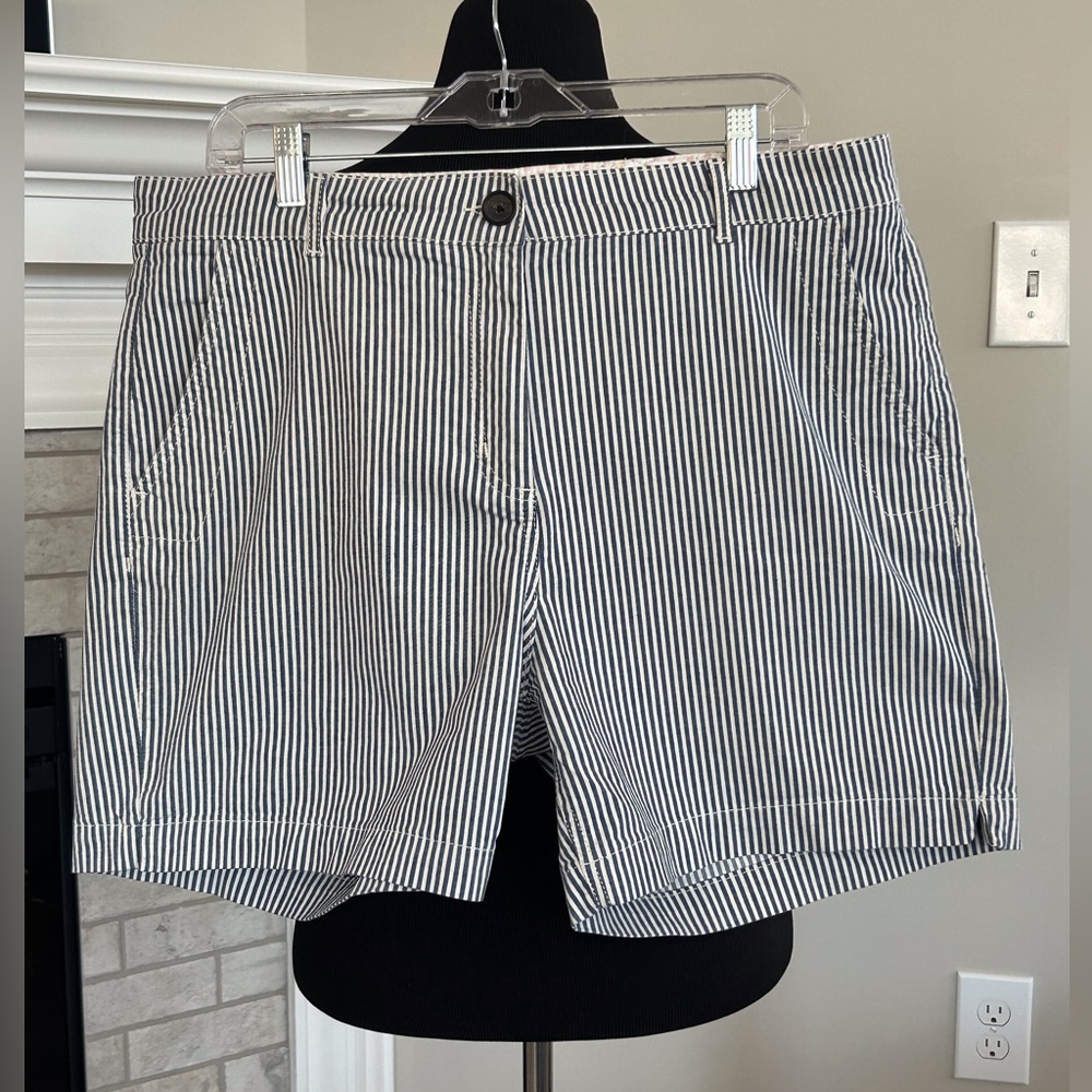 Boden Navy and White Striped Shorts